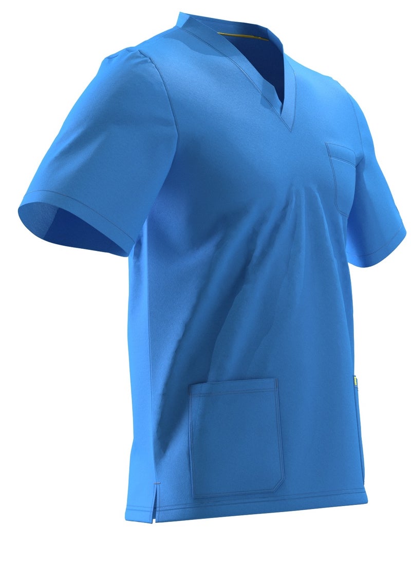 Doctor Scrub Comfortable Sky blue Lycra fabric with many pockets is meticulously crafted to retain its color without fading with repeated washing  - Image 4