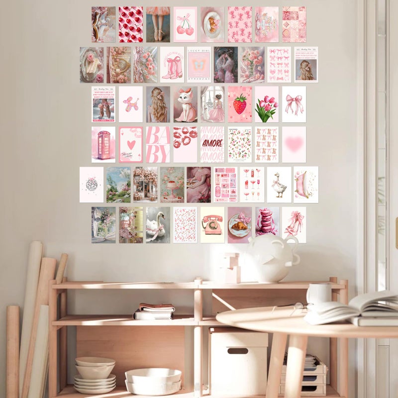 KBKBART 50Pcs Pink Coquette Room Decor Aesthetic Pictures, Pink Posters Coquette Room Decor, 4"x6" Wall Collage Kit for Teen Girls Dorm Bedroom, Cute Pictures Trendy Wall Art Prints - Image 4