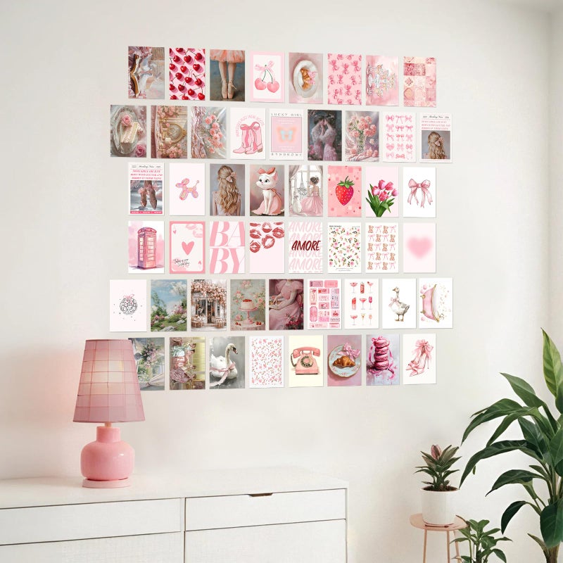 KBKBART 50Pcs Pink Coquette Room Decor Aesthetic Pictures, Pink Posters Coquette Room Decor, 4"x6" Wall Collage Kit for Teen Girls Dorm Bedroom, Cute Pictures Trendy Wall Art Prints - Image 5