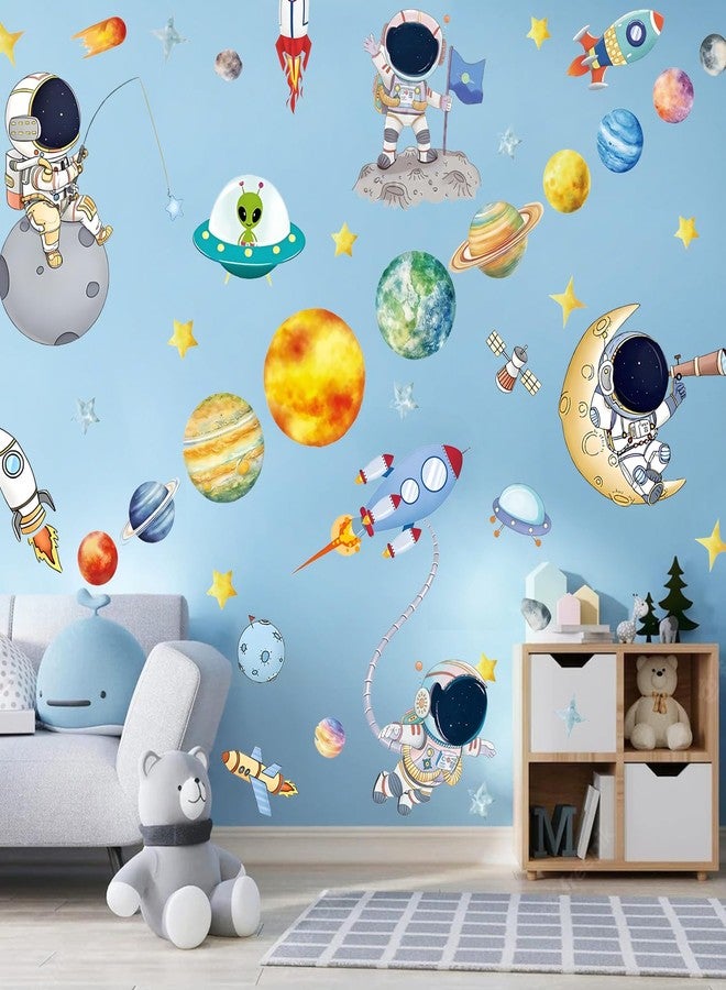 KeLay Fs Outer Space Wall Decals Stickers,Large Space Planets Rocket Astronaut Wall Stickers Peel and Stick Removable Solar System Wall Decors for Gamer Bedroom Playroom Décor (Solar System) - Image 5