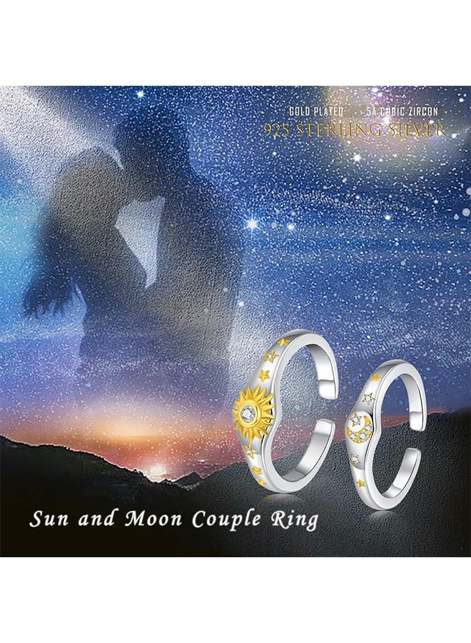 Beyond Sun Couples Promise Rings, Anti Fading Titanium Engagement Ring, Suitable As A Couple Gift and Wedding Ring (Silver) - Image 3