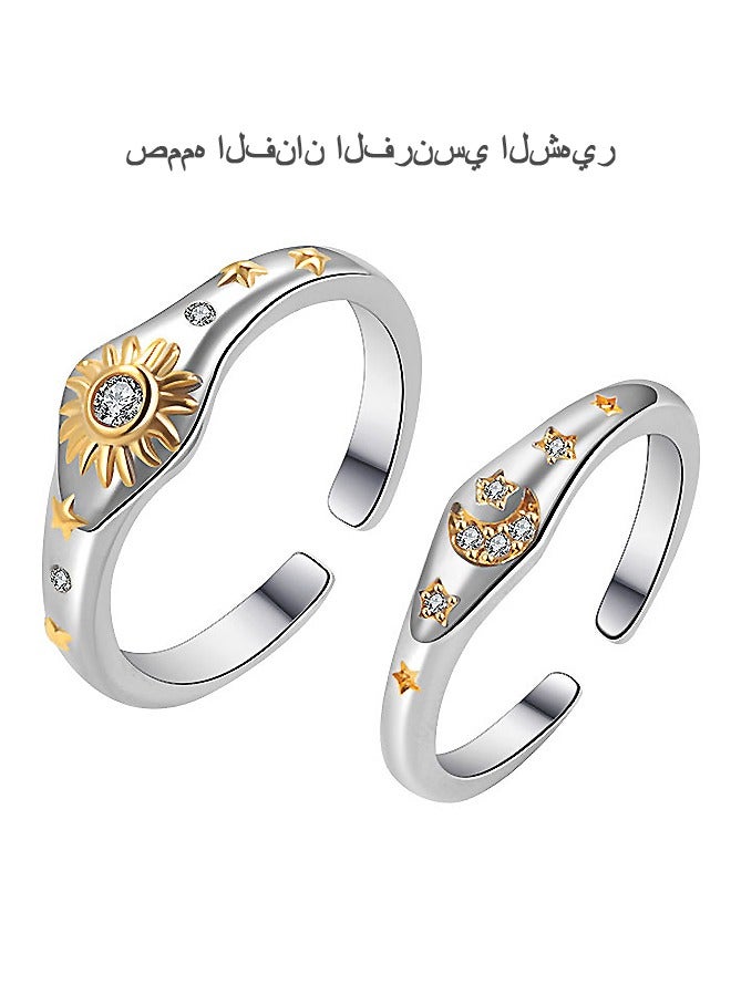 Beyond Sun Couples Promise Rings, Anti Fading Titanium Engagement Ring, Suitable As A Couple Gift and Wedding Ring (Silver) - Image 1