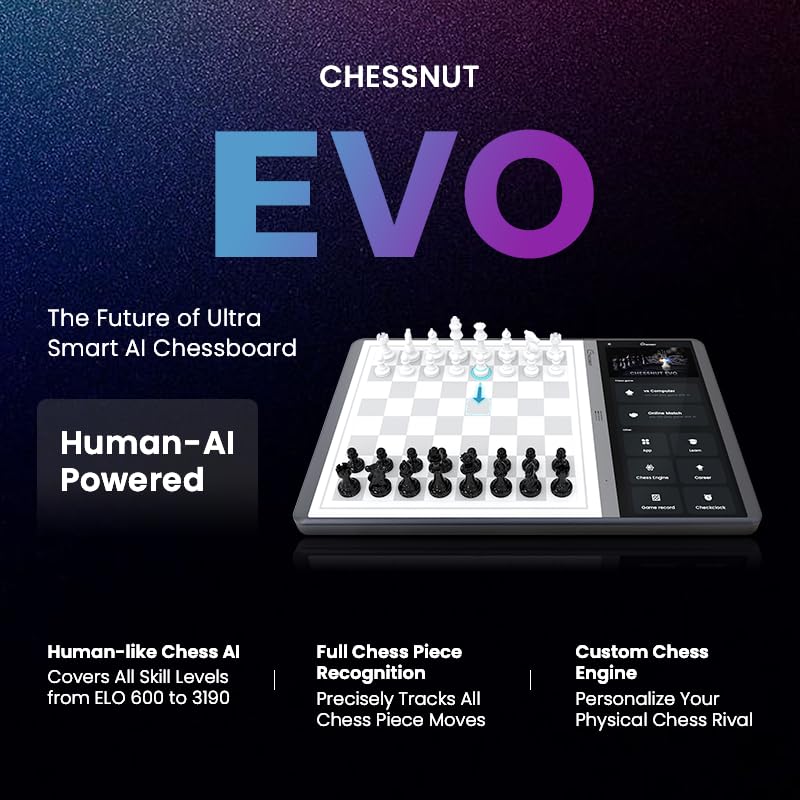 Chessnut Evo AI Chess Computer Builtin Maia Engine Customizable Chess Bot Full Piece Recognition LED Lights Play Online on Major Chess Platforms Smart Electronic Chessboard - Image 5