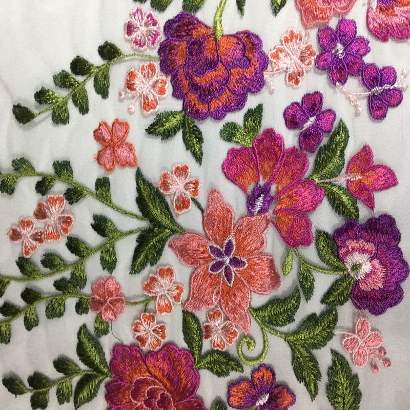 Kinsde 15.7" Width Floral Flower Colorful Embroidered Lace Trim Lace Fabric Sewing on Applique Patches by The Yard for DIY Handmade Clothing Evening Dress Home Decoration (2 Yard) - Image 5