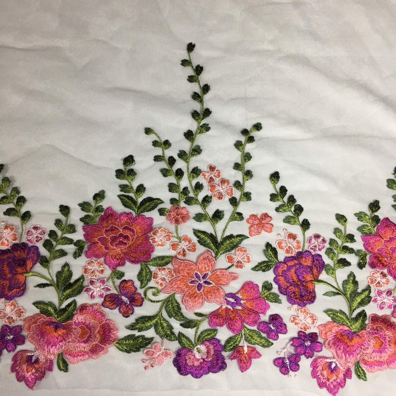 Kinsde 15.7" Width Floral Flower Colorful Embroidered Lace Trim Lace Fabric Sewing on Applique Patches by The Yard for DIY Handmade Clothing Evening Dress Home Decoration (2 Yard) - Image 4
