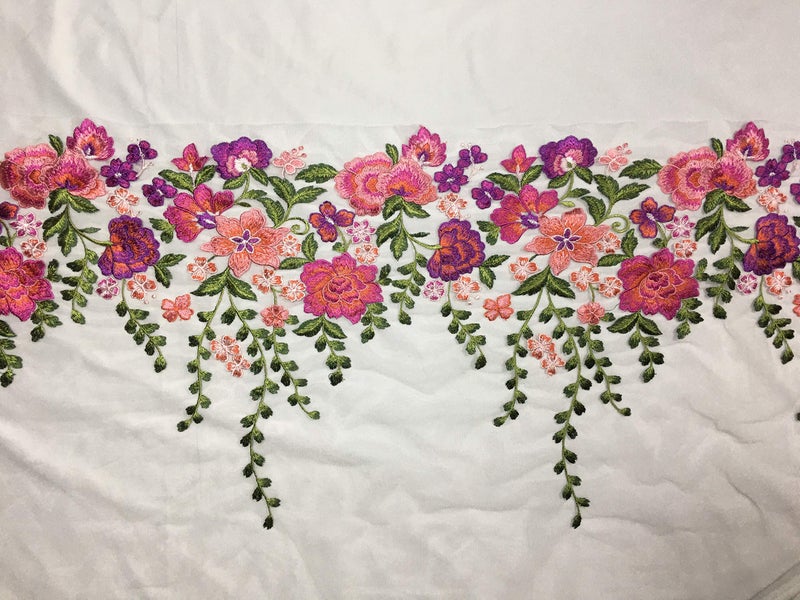 Kinsde 15.7" Width Floral Flower Colorful Embroidered Lace Trim Lace Fabric Sewing on Applique Patches by The Yard for DIY Handmade Clothing Evening Dress Home Decoration (2 Yard) - Image 3