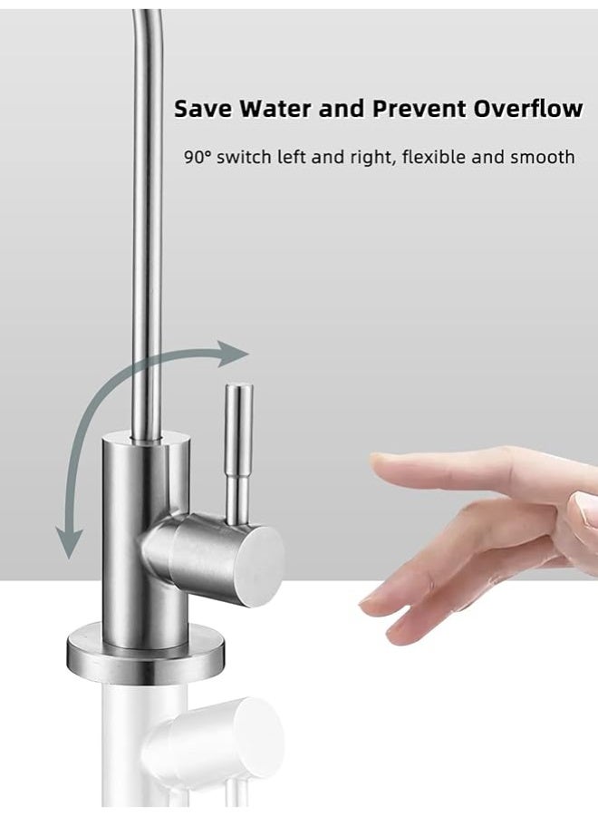 بتيمفم صنبور تنقية مياه الشرب - صنبور مشروبات من الفولاذ المقاوم للصدأ مطلي بالنيكل المصقول لنظام تنقية المياه أسفل الحوض، للاستخدام في المطبخ أو البار (فضي) - Image 3