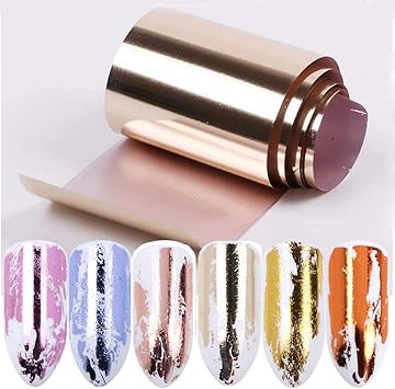 MWOOT 10 Rolls Metallic Color Holographic Nail Foil Transfer Sticker Roll Set Mwoot MixPattern Nail Art Stickers Wraps Decals Starry Sky Manicure KitGold Silver Rose Gold 103inchs3937inchs - Image 2