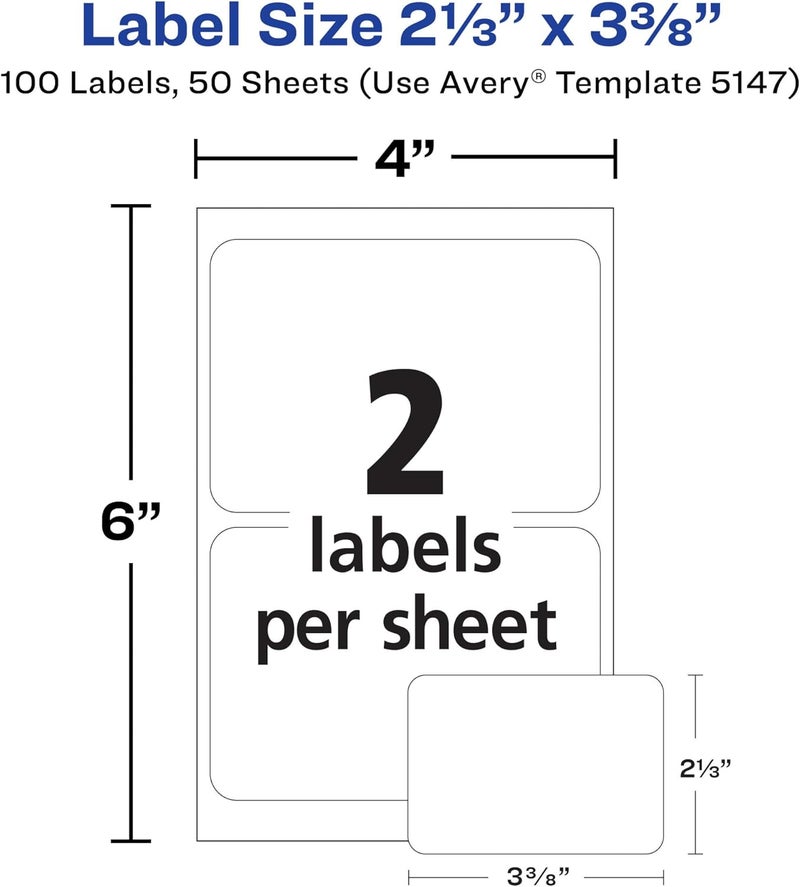 AVERY Customizable Name Tags, 2-1/3" x 3-3/8", White, 100 Removable Name Badges (05147) - Image 3