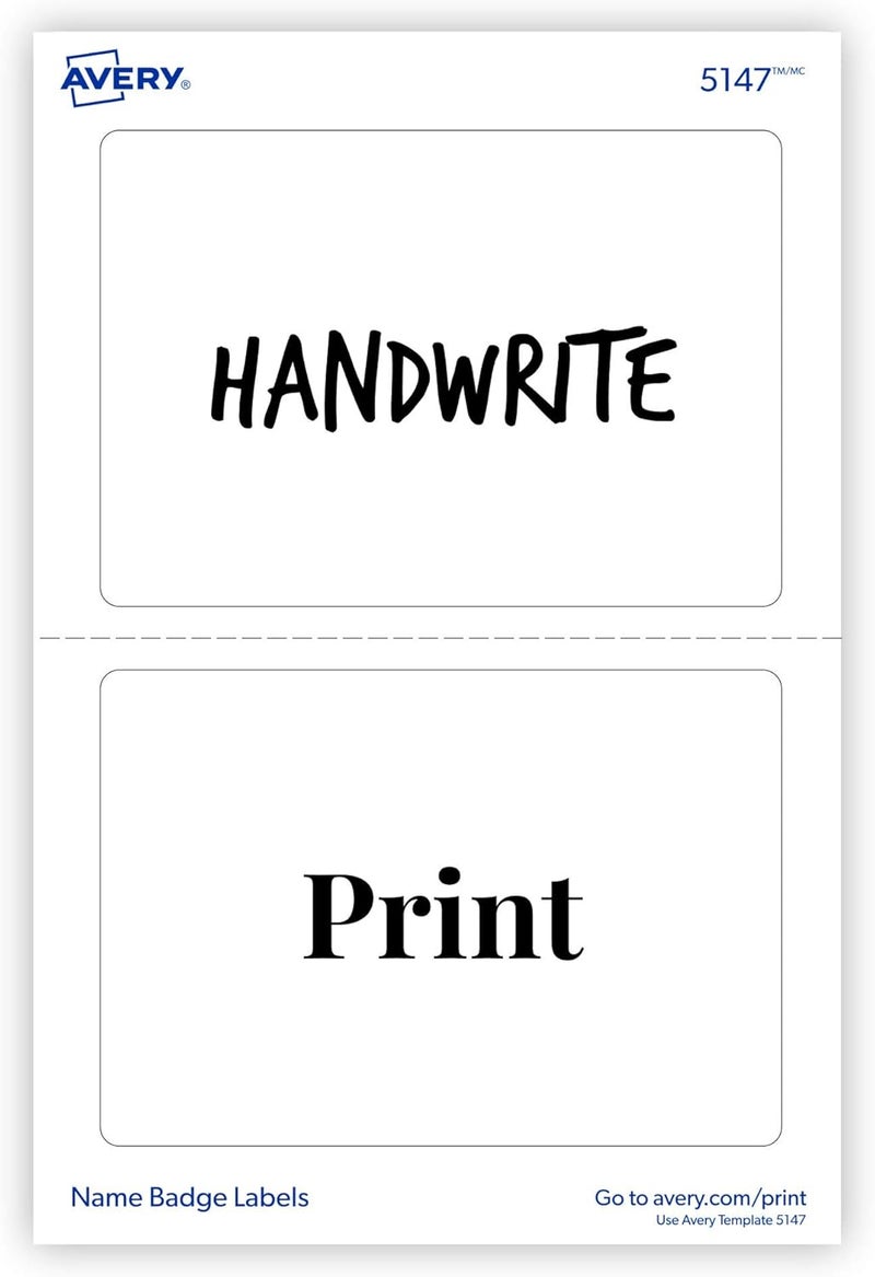 AVERY Customizable Name Tags, 2-1/3" x 3-3/8", White, 100 Removable Name Badges (05147) - Image 4