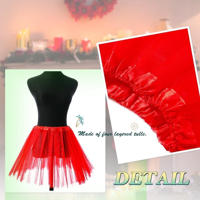 REETAN Christmas Tulle Tutu Skirt Ballet Layered Dance Skirt for Women - Image 5