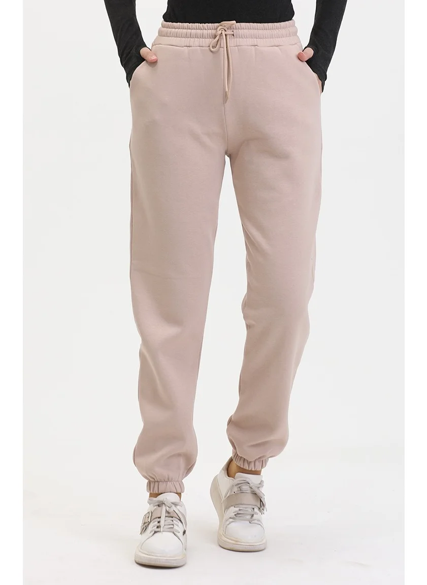 Sefa Merve Three Thread Combed Cotton Sweatpants 10400-05 Beige