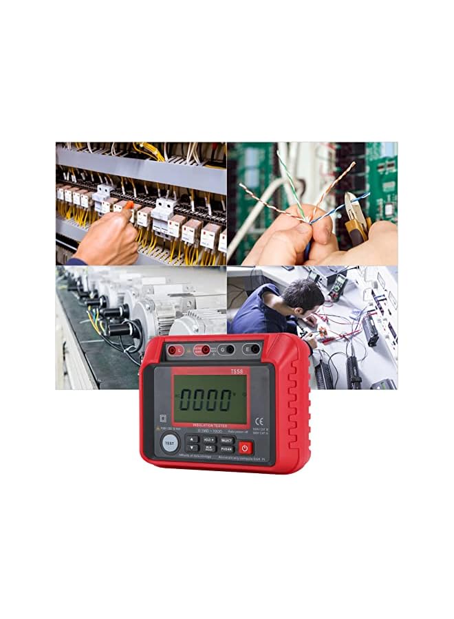 PROMASS promass TS58 Digital Insulation Resistance Tester 0.1MΩ-10GΩ Megohmmeter with LCD Backlit Display AC DC 10-600V Maximum 2000 Counts DAR PI Index Insulated Resistance Meter Kit with Zipper Bag  - Image 3