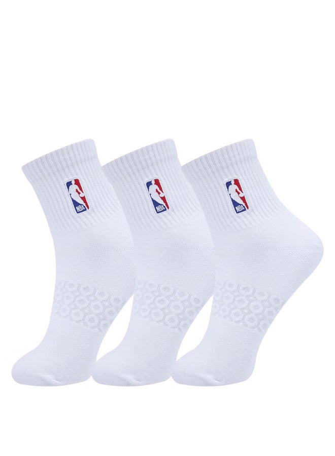 Nba Men's Casual Sports Basketball Socks Honeycomb Design Men's Anti-odor Mid-calf Socks For Running Mid-calf Cotton Socks 3 Pairs - Image 4