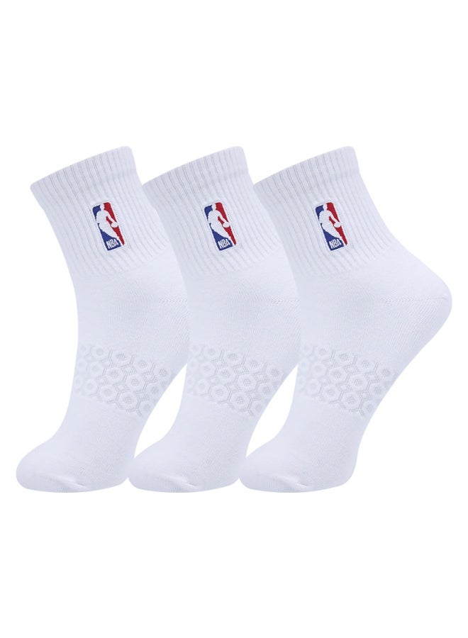 Nba Men's Casual Sports Basketball Socks Honeycomb Design Men's Anti-odor Mid-calf Socks For Running Mid-calf Cotton Socks 3 Pairs - Image 5
