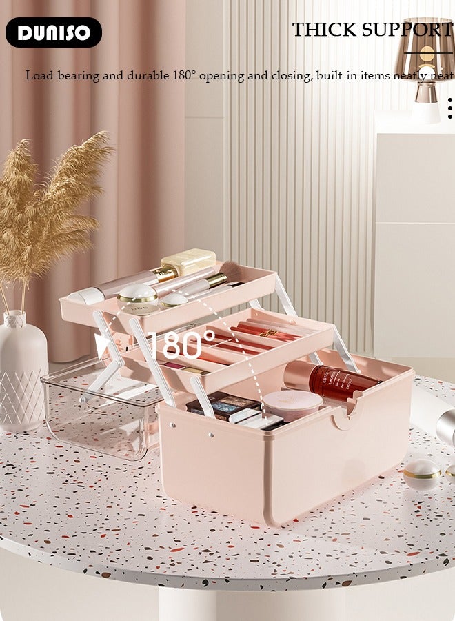 DUNISO 3-Layer Multipurpose Storage Box, Clear Plastic Hair Accessories Organizer, Portable First Aids Case Medicine Box with Handle Trays for Kids, Sewing Makeup Nail Hair Accessories, Home School Office  - Image 5