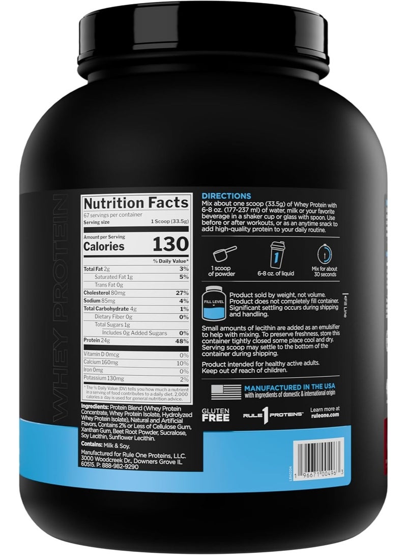 Rule1 R1 Whey Blend Protein Powder Strawberry Cream 4.9 lb – 24g Whey Protein per Serving – Whey Concentrate, Isolate & Hydrolysate Blend - Image 2