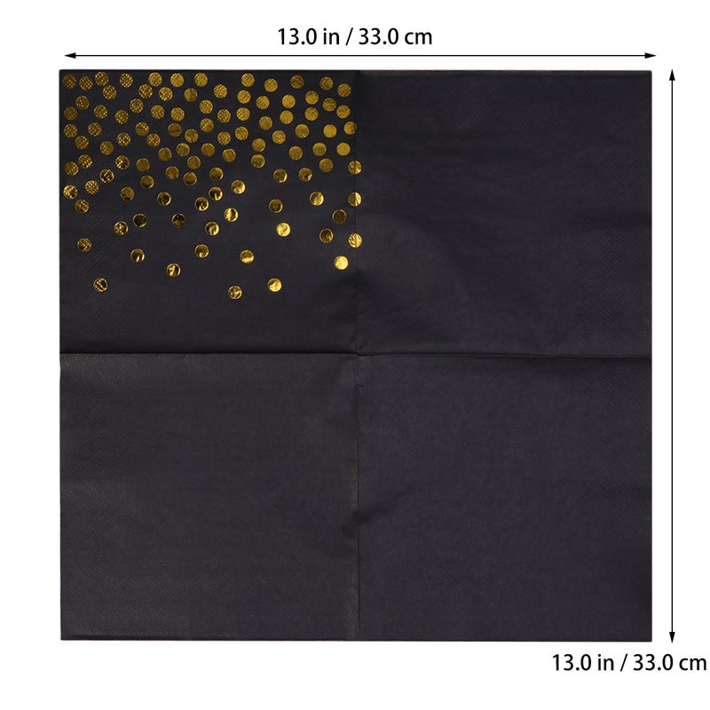 20PCS Practical Black With Goldern Dot Pattern Paper Towel Party Supplies - Image 2
