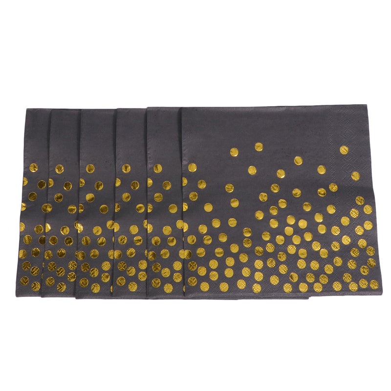 20PCS Practical Black With Goldern Dot Pattern Paper Towel Party Supplies - Image 5