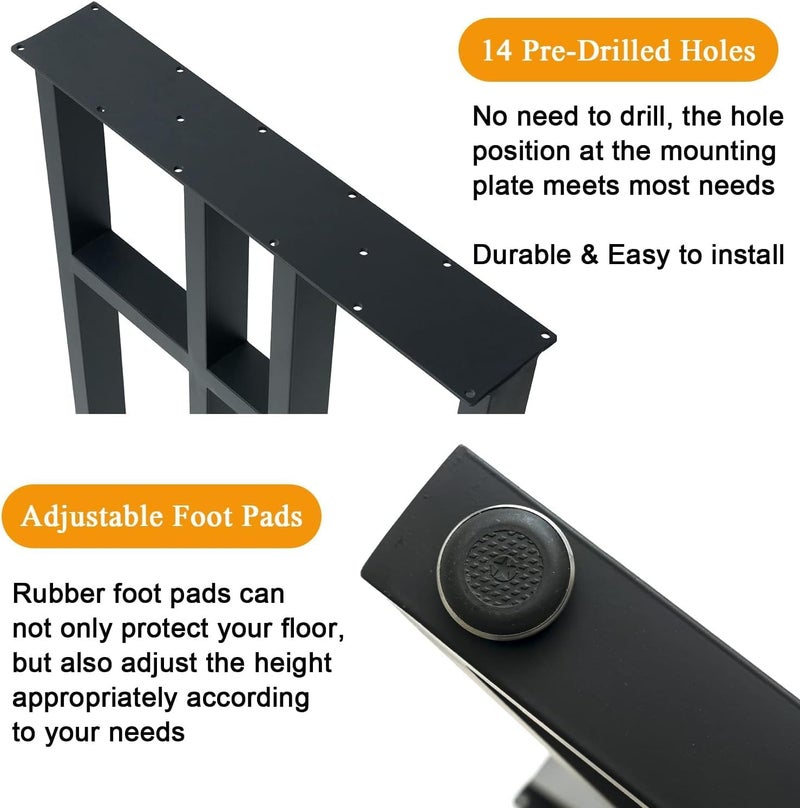 Reyox Heavy Duty Table Legs 28 H x 20 W Metal Desk Legs with Matte Black Dining Table Legs Modern Industrial Steel Table Legs for Kitchen Office Computer Desk Table 1 Set of 2 pcs - Image 5