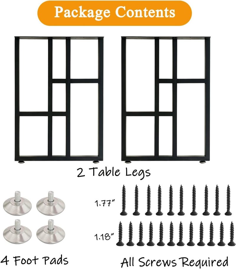 Reyox Heavy Duty Table Legs 28 H x 20 W Metal Desk Legs with Matte Black Dining Table Legs Modern Industrial Steel Table Legs for Kitchen Office Computer Desk Table 1 Set of 2 pcs - Image 3