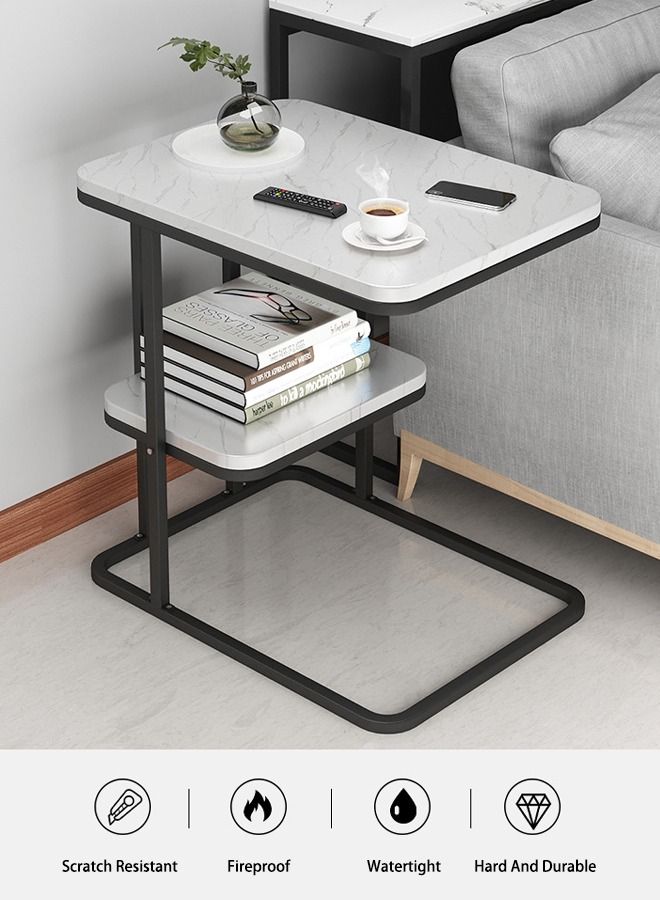Captaintech Modern Minimalist Sofa Side Table, Home Living Room Small Coffee Table, Multifunctional Small Square Table - Image 2