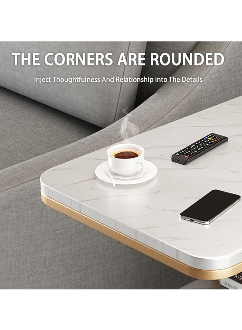 Captaintech Modern Minimalist Sofa Side Table, Home Living Room Small Coffee Table, Multifunctional Small Square Table - Image 3