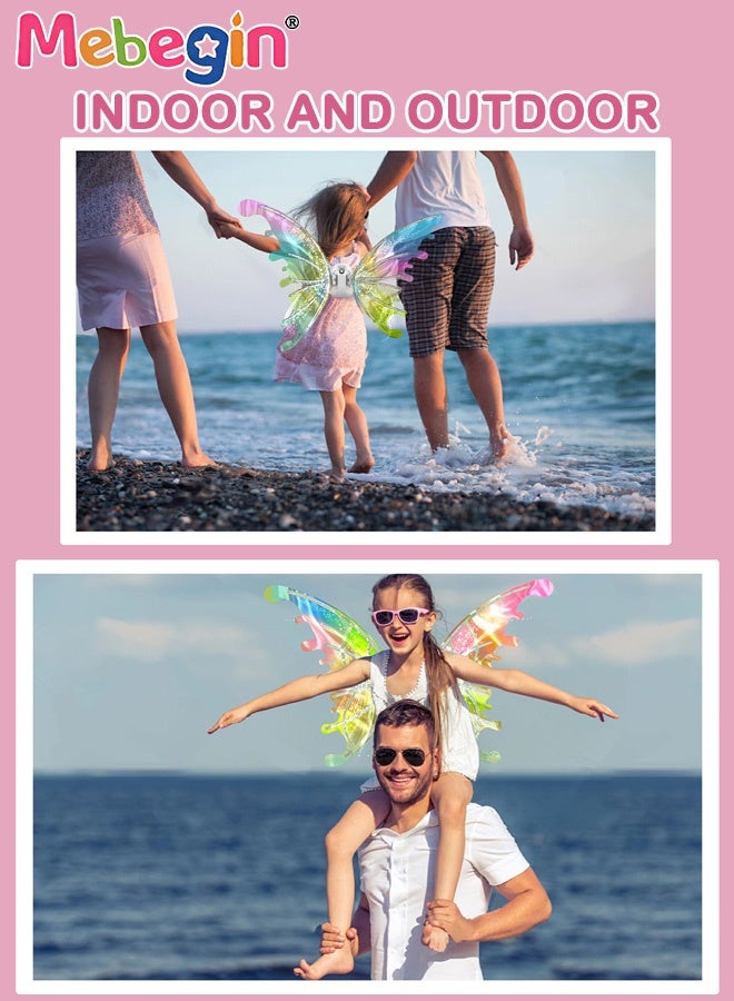 MEBEGIN Electric Fairy Wings for Girls, Light Up Moving Butterfly Wings with LED Lights and Music, Princess Dress-up Costumes for Girls,    Creative Fairy Wings Toy, Ideal Gift for Girls, 4 AA Batteries Required (Not Included) - Image 4