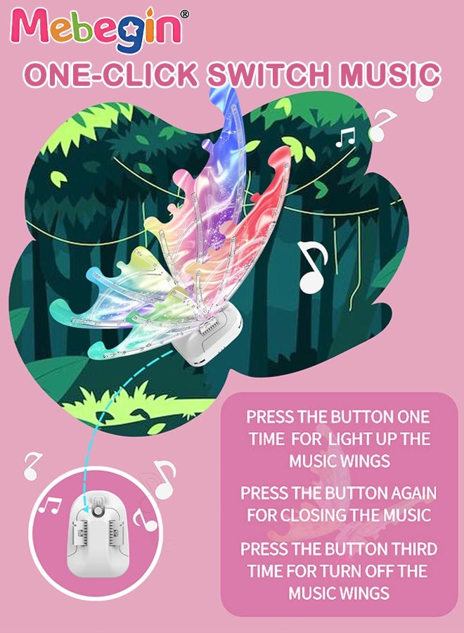 MEBEGIN Electric Fairy Wings for Girls, Light Up Moving Butterfly Wings with LED Lights and Music, Princess Dress-up Costumes for Girls,    Creative Fairy Wings Toy, Ideal Gift for Girls, 4 AA Batteries Required (Not Included) - Image 5