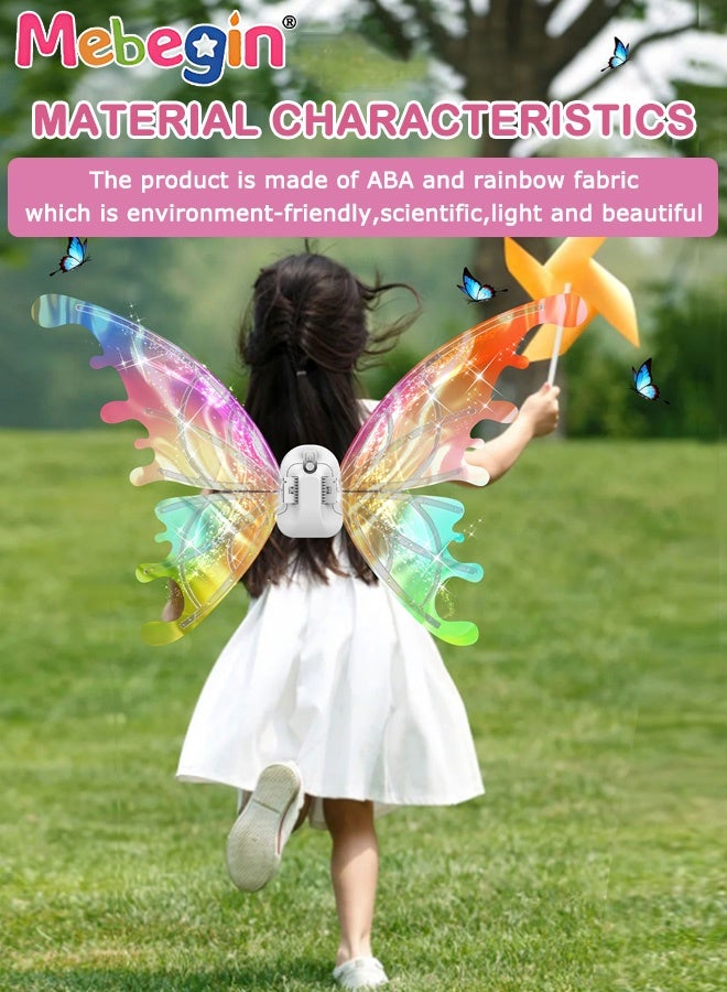 MEBEGIN Electric Fairy Wings for Girls, Light Up Moving Butterfly Wings with LED Lights and Music, Princess Dress-up Costumes for Girls,    Creative Fairy Wings Toy, Ideal Gift for Girls, 4 AA Batteries Required (Not Included) - Image 3