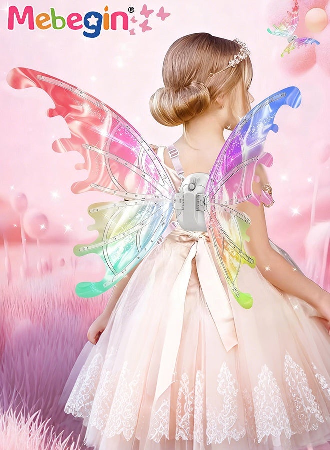 MEBEGIN Electric Fairy Wings for Girls, Light Up Moving Butterfly Wings with LED Lights and Music, Princess Dress-up Costumes for Girls,    Creative Fairy Wings Toy, Ideal Gift for Girls, 4 AA Batteries Required (Not Included) - Image 2