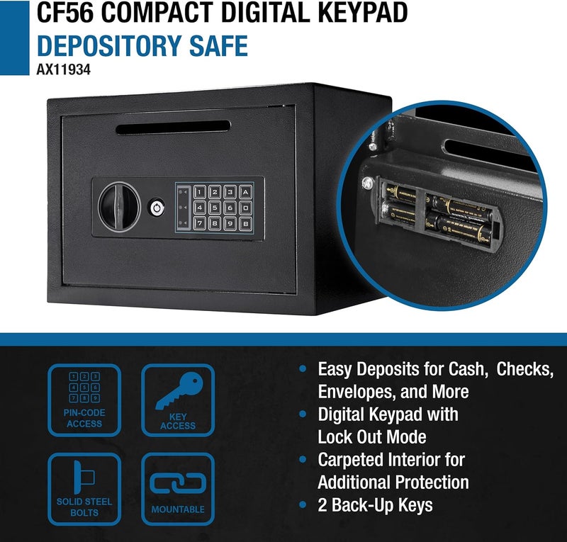 Barska AX11934 Compact 057 Cubic Ft Digital MultiUser Keypad Security Business Depository Drop Safe with Front Load Drop Box for Money Cash  Mail Lock Box - Image 2