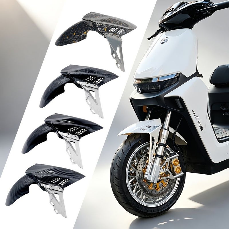 Silvery Stand With Black Fender Extended Motorcycle Front Fender For Mud And Water Splash Prevention - Image 1