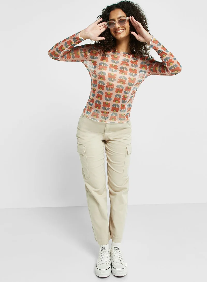 Ginger Sheer Printed Long Sleeves Top