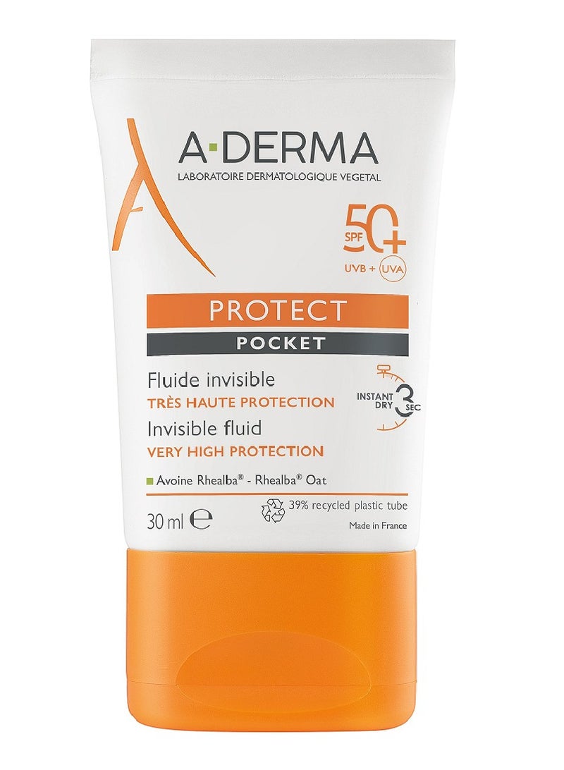 A-DERMA A Derma Protect Fluid Face SPF50 Normal to Combination Skin Pocket 30ml - Image 1