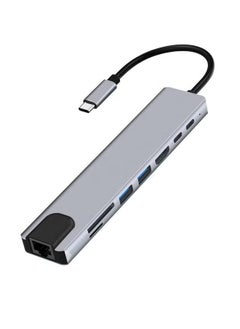 dida-cosmos USB C Hub, 8 in 1 Type C Hub Multiport Adapter with 4K HDMI, PD Power Delivery, USB-C, Ethernet, 2 USB, SD/TF Card Reader Compatible with Mac Book Pro XPS and More Type C Devices  - Image 1