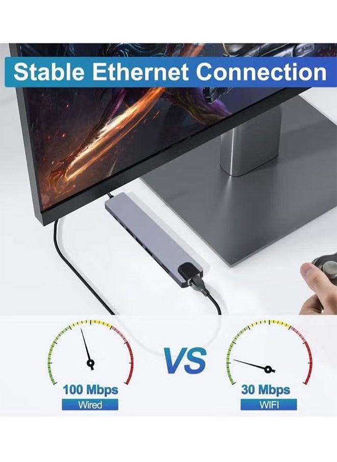 dida-cosmos - USB C Hub, 8 in 1 Type C Hub Multiport Adapter with 4K HDMI, PD Power Delivery, USB-C, Ethernet, 2 USB, SD/TF Card Reader Compatible with Mac Book Pro XPS and More Type C Devices - Image 1