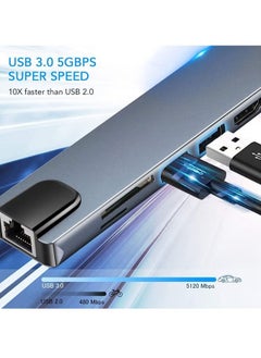 dida-cosmos USB C Hub, 8 in 1 Type C Hub Multiport Adapter with 4K HDMI, PD Power Delivery, USB-C, Ethernet, 2 USB, SD/TF Card Reader Compatible with Mac Book Pro XPS and More Type C Devices  - Image 5