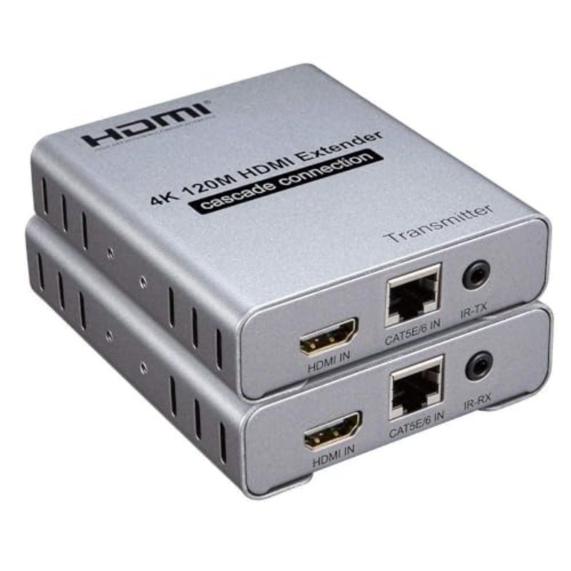 موسع HDMI 4K 120 هرتز للمسرح المنزلي، سبائك الألومنيوم الأسود، مجموعة RJ45 عبر Cat6 Ethernet TX/RX تدعم PS4، DVD، صندوق التلفزيون، الكمبيوتر الشخصي إلى التلفزيون - Image 1
