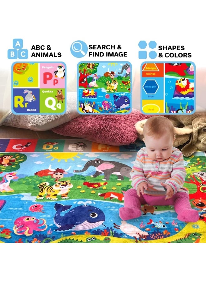 QUOKKA Baby Play Mat for Floor Plush ABC Playmat for Toddlers and Infants - Large Padded Non-Slip Nursery Rug for Babies Crawling and Playing - Foldable Care Mat for Playroom - Image 3