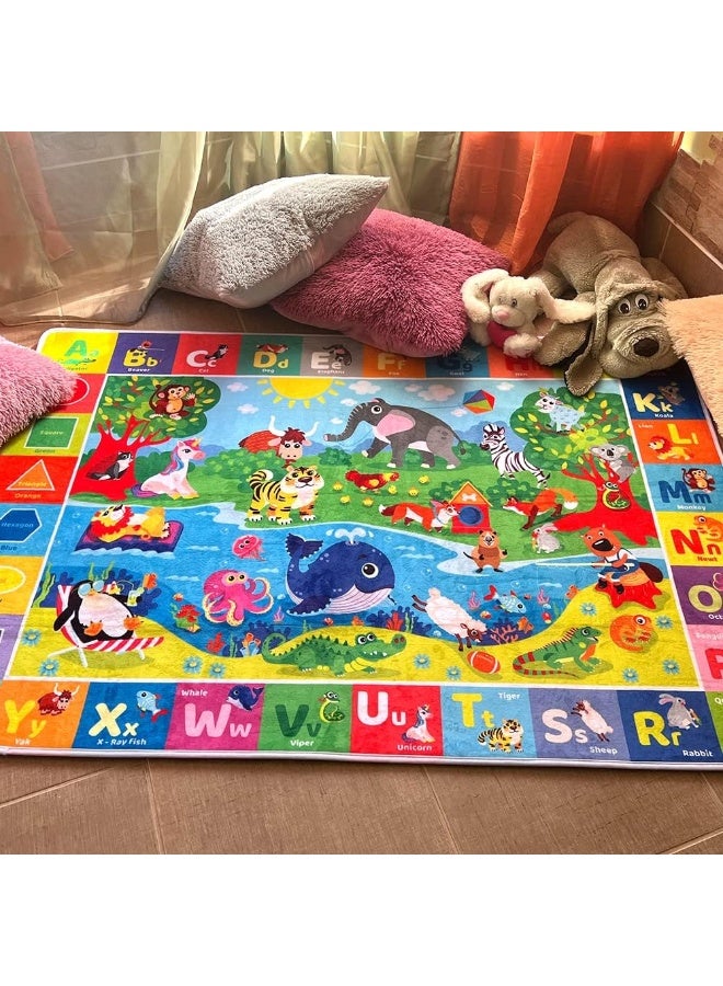 QUOKKA Baby Play Mat for Floor Plush ABC Playmat for Toddlers and Infants - Large Padded Non-Slip Nursery Rug for Babies Crawling and Playing - Foldable Care Mat for Playroom - Image 2
