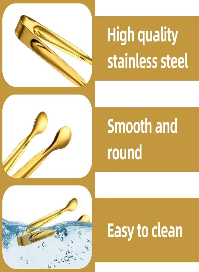 MOSIOBERDAVIAN 12 Pcs Mini Tongs Stainless Steel 6 Inch Small Sugar Serving Tongs for Buffets,Coffee Bar,Tea Party,Charcuterie Board Appetizers Dessert Serving Food Tiny Party Ice Bucket Danish Candy (Gold) - Image 3