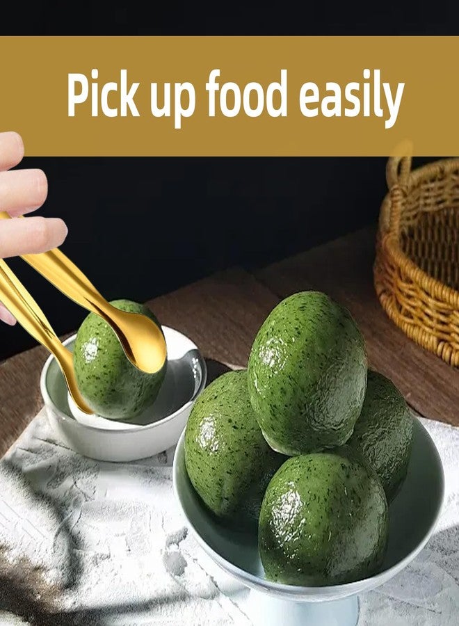 MOSIOBERDAVIAN 12 Pcs Mini Tongs Stainless Steel 6 Inch Small Sugar Serving Tongs for Buffets,Coffee Bar,Tea Party,Charcuterie Board Appetizers Dessert Serving Food Tiny Party Ice Bucket Danish Candy (Gold) - Image 4