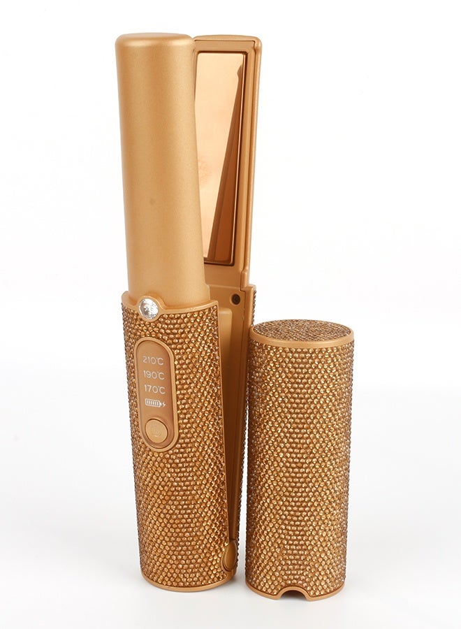 Cordless Rechargeable Hair Straightener, USB Charging Cable Hair Iron, Brown diamond decoration, 3 Fast-Heating Temperature Settings, Portable, anti-slip design, Ideal For Travelling - Image 1