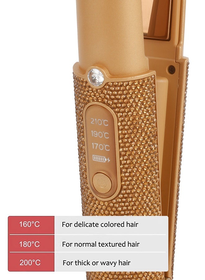 Cordless Rechargeable Hair Straightener, USB Charging Cable Hair Iron, Brown diamond decoration, 3 Fast-Heating Temperature Settings, Portable, anti-slip design, Ideal For Travelling - Image 5