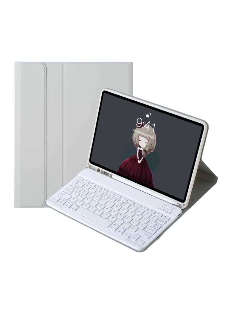 غطاء A102B لجهاز iPad 10.2 (2021)/(2020)/(2019)/Air 10.5 بوصة (2019)/Pro 10.5 بوصة (2017) من الجلد مع لوحة مفاتيح وفتحة للقلم - رمادي - Image 1
