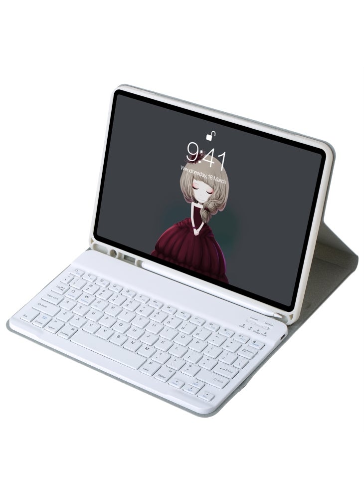 غطاء A102B لجهاز iPad 10.2 (2021)/(2020)/(2019)/Air 10.5 بوصة (2019)/Pro 10.5 بوصة (2017) من الجلد مع لوحة مفاتيح وفتحة للقلم - رمادي - Image 4