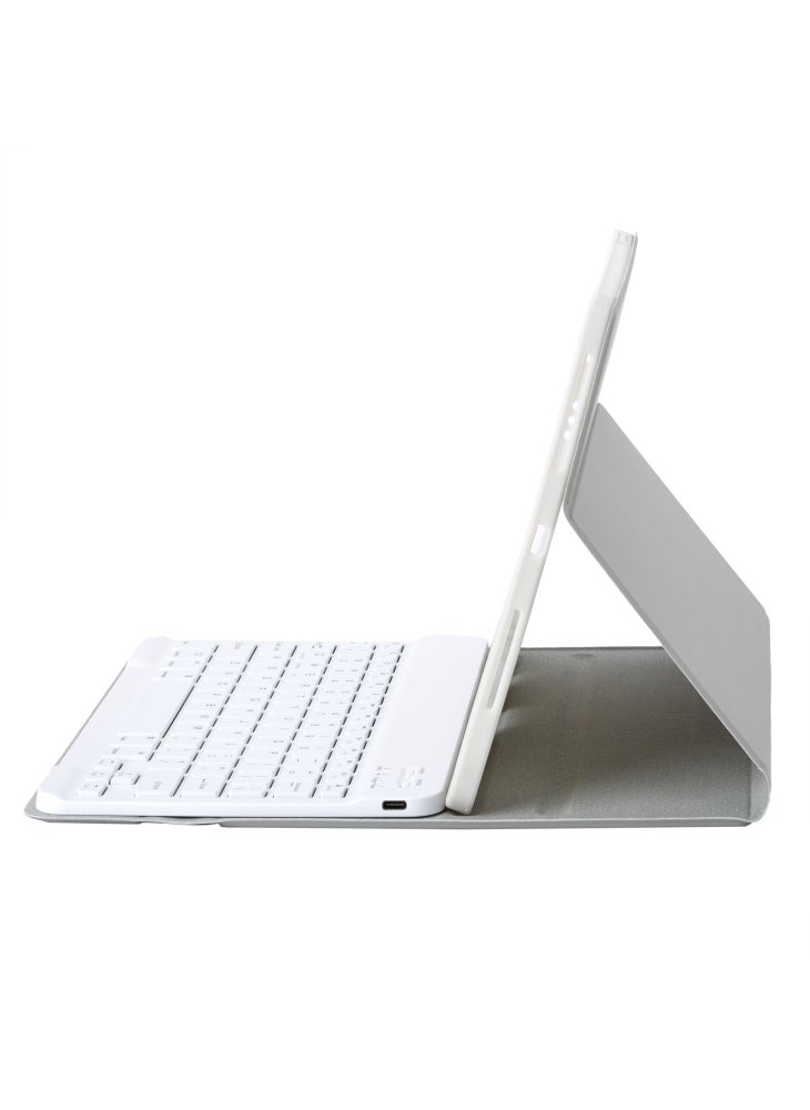 غطاء A102B لجهاز iPad 10.2 (2021)/(2020)/(2019)/Air 10.5 بوصة (2019)/Pro 10.5 بوصة (2017) من الجلد مع لوحة مفاتيح وفتحة للقلم - رمادي - Image 3