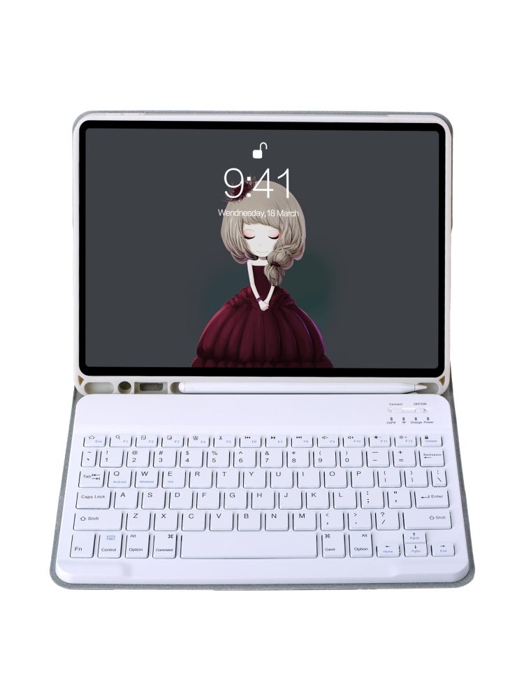 غطاء A102B لجهاز iPad 10.2 (2021)/(2020)/(2019)/Air 10.5 بوصة (2019)/Pro 10.5 بوصة (2017) من الجلد مع لوحة مفاتيح وفتحة للقلم - رمادي - Image 2