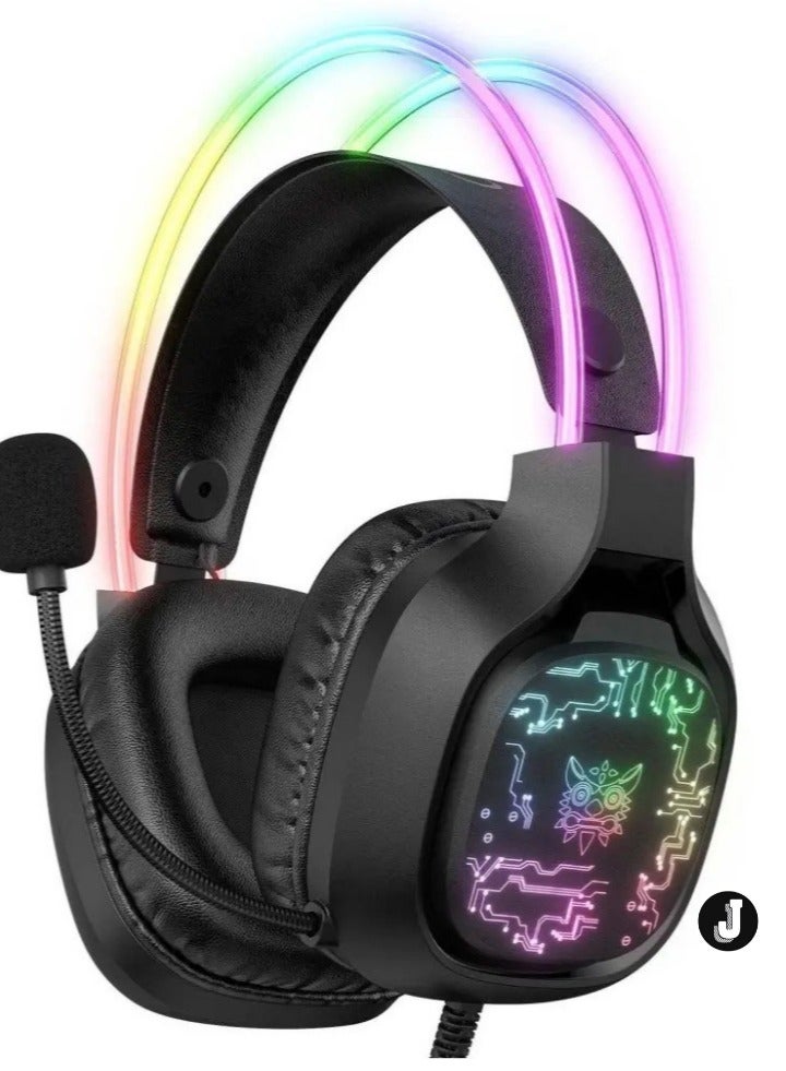 JAJEEK "NEW X22 Over-Ear Gaming Headset with Microphone – Wired RGB Stereo Headphones for PS4, PS5, Xbox One, Xbox Series, Nintendo Switch & PC (Black)" - Image 1